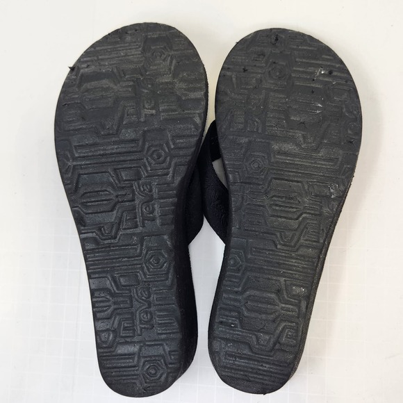 Teva Womens Mush Mandalyn Wedge 2 Black Thong Sandals Size 8 Slip On Shoes - Picture 9 of 9